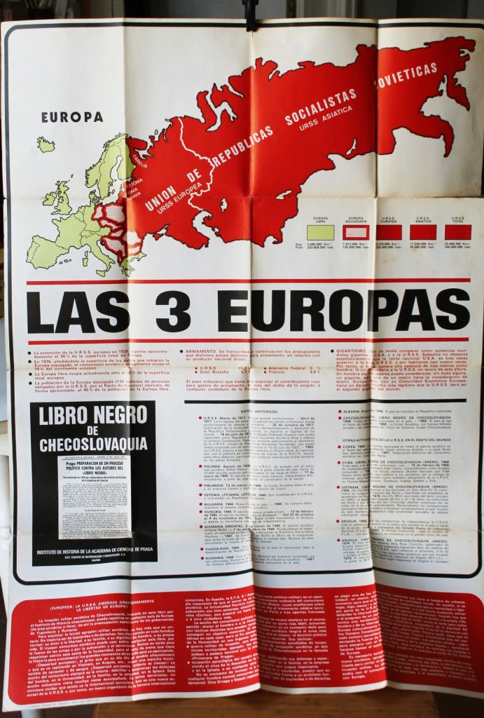 LAS 3 EUROPAS (cartel desplegable propagandístico sobre la amenaza de la U.R.S.S.a la libertad de Europa)