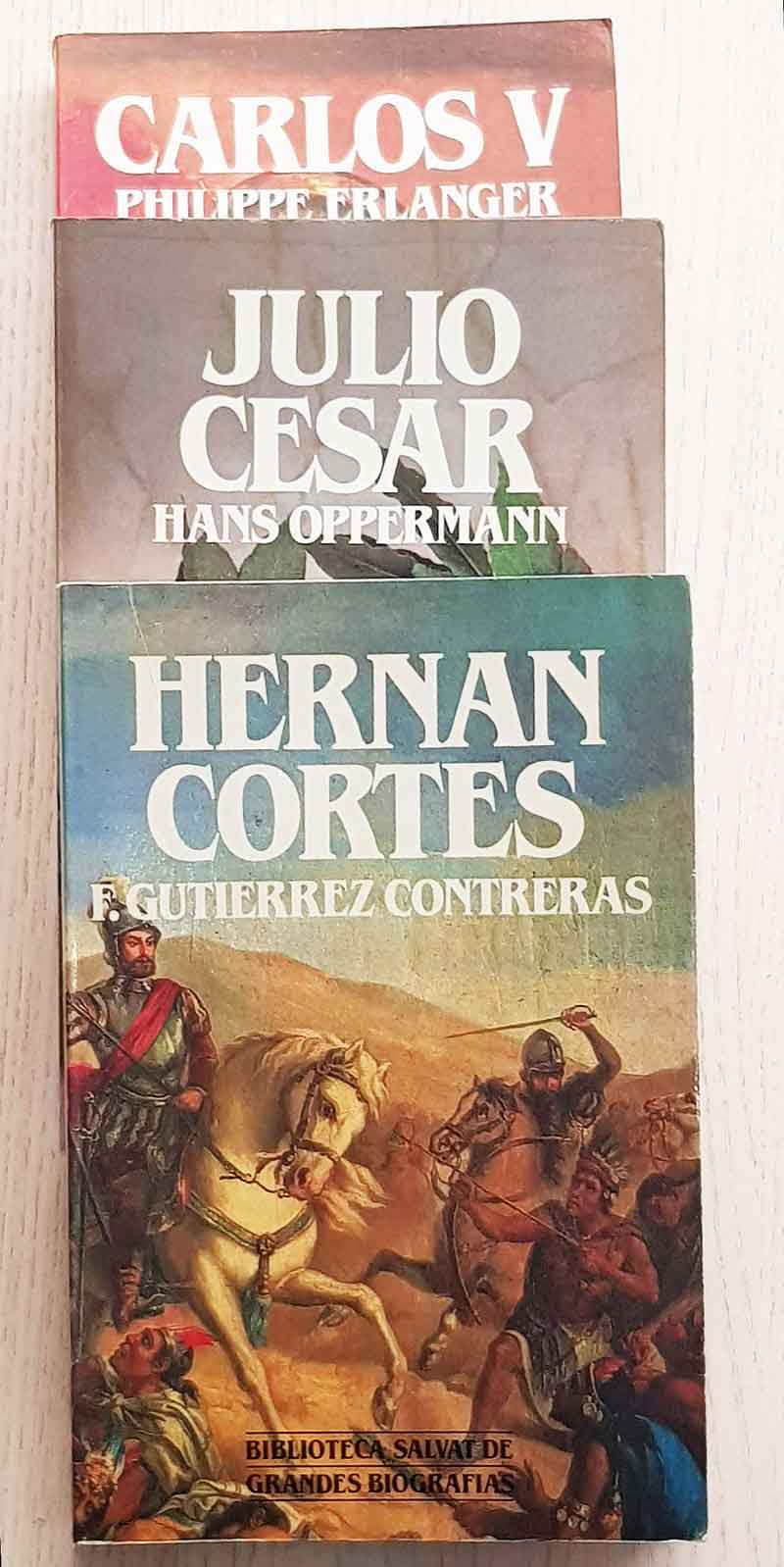 Pack 3 biografías: JULIO CESAR + CARLOS V + HERNAN CORTES (Col. Biblioteca Salvat de Grandes Biografías)